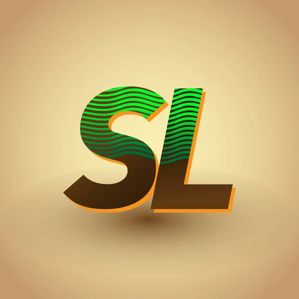 Początkowe Logo Litery Kolorowe Zieleń Brąz Kompostowania Paski Elementy Szablonu — Wektor stockowy