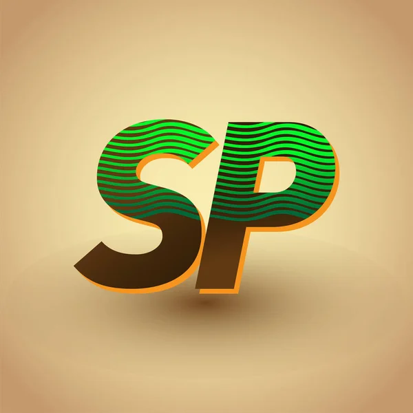 Initiële Letter Logo Gekleurd Groen Bruin Met Gestreepte Compotitie Vector — Stockvector