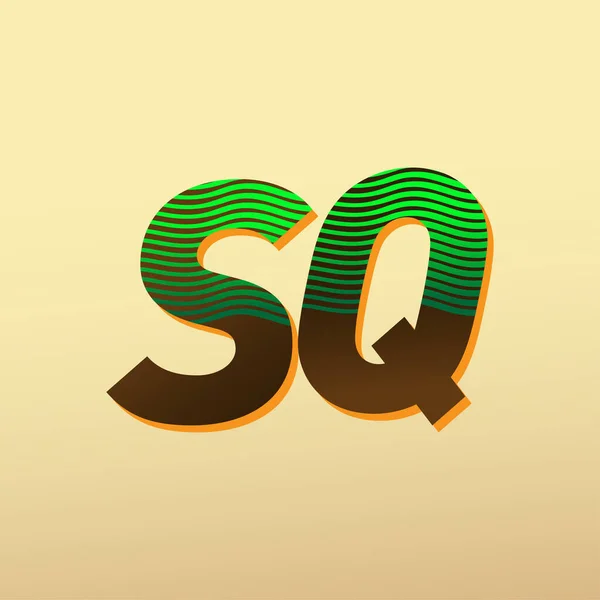 初始字母标识Sq绿色和棕色 带有条纹组合 向量标识为您的企业或公司标识设计模板元素 — 图库矢量图片