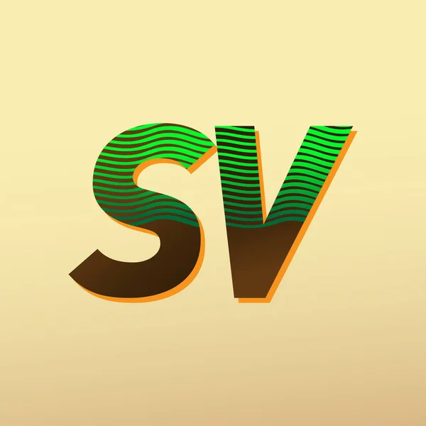 最初の文字のロゴあなたのビジネスや会社のアイデンティティのためのストライプの組成物 ベクトルのロゴデザインテンプレート要素と緑と茶色のSv色 — ストックベクタ