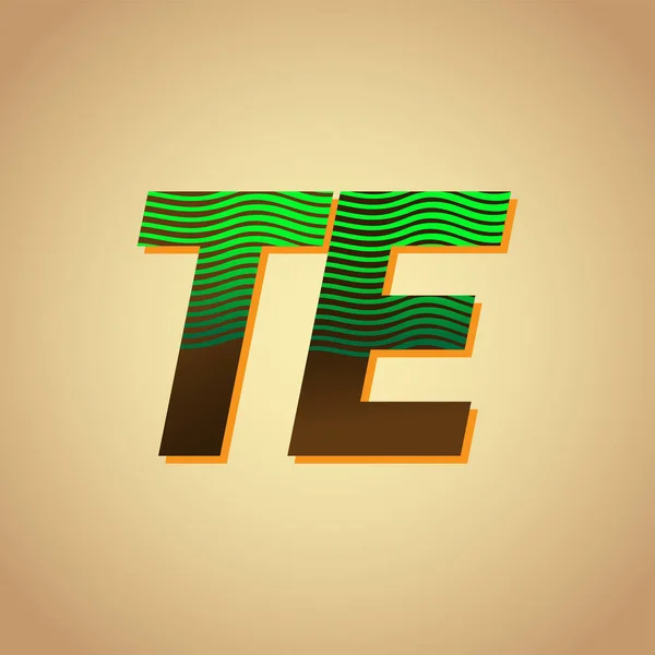 Αρχικό Λογότυπο Επιστολή Χρωματιστό Πράσινο Και Καφέ Ριγέ Σύνθεση Vector — Διανυσματικό Αρχείο