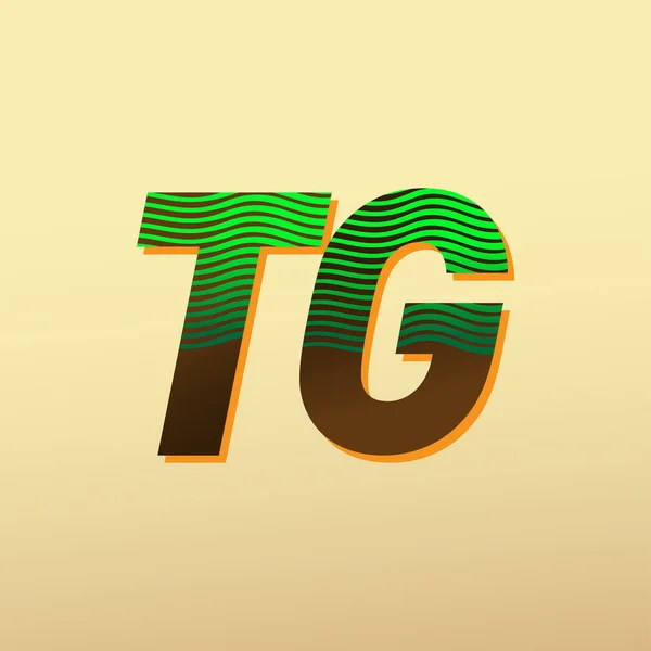 Anfangsbuchstabe Logo Den Farben Grün Und Braun Mit Gestreifter Zusammensetzung — Stockvektor