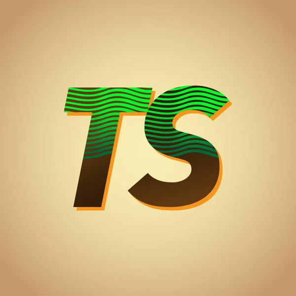 初始字母标识Ts绿色和棕色 带有条纹组合 向量标识为您的企业或公司标识设计模板元素 — 图库矢量图片