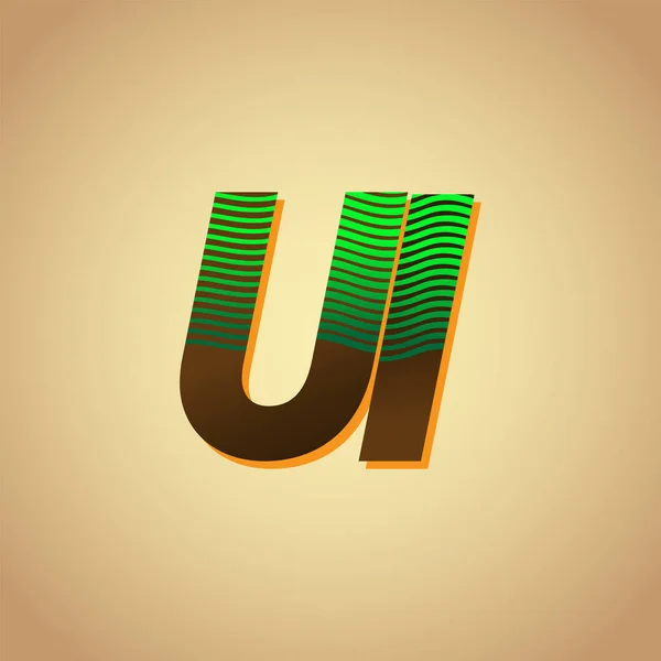 Letra Inicial Logotipo Interfaz Usuario Color Verde Marrón Con Composición — Vector de stock