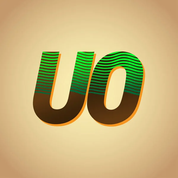 Logotipo Letra Inicial Colorido Verde Marrom Com Composição Listrada Vector — Vetor de Stock