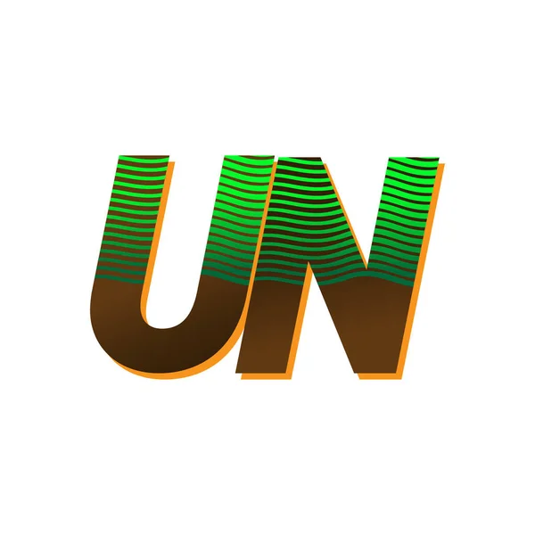 Första Bokstaven Logotyp Färgad Grön Och Brun Med Randig Kompott — Stock vektor