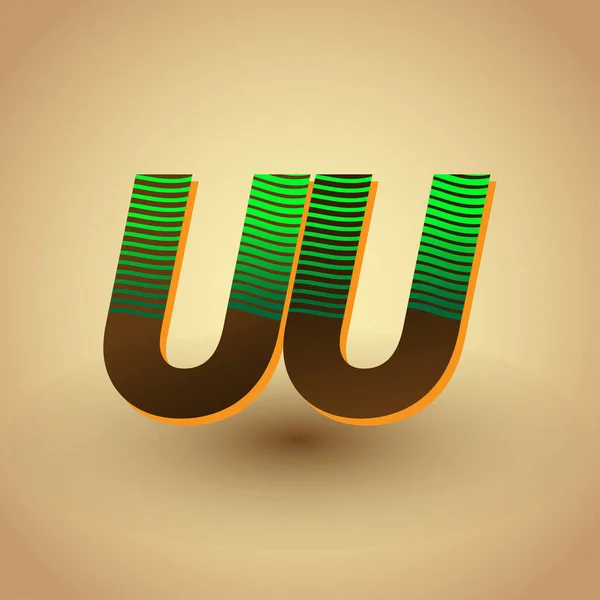 Initial Bokstav Logotyp Färgad Grön Och Brun Med Randig Komposition — Stock vektor