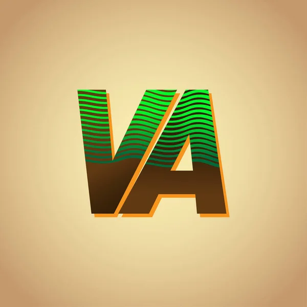 初始字母标识Va绿色和棕色 带有条纹组合 向量标识为您的企业或公司标识设计模板元素 — 图库矢量图片