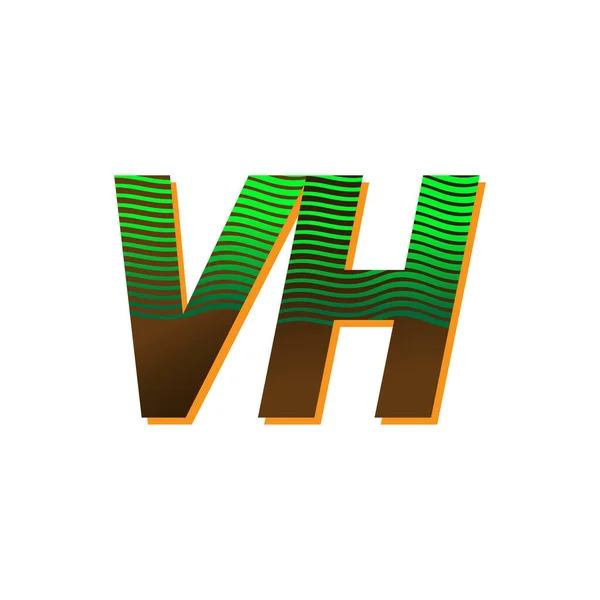 初始字母标识Vh绿色和棕色 带有条纹组合 向量标识为您的企业或公司标识设计模板元素 — 图库矢量图片