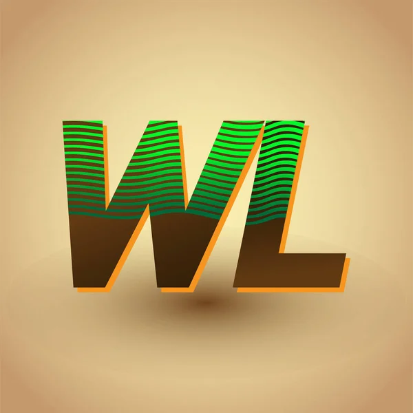 글자로 로고는 녹색과 갈색에 줄무늬가 로고는 사업이나 정체성을 템플릿 요소를 — 스톡 벡터