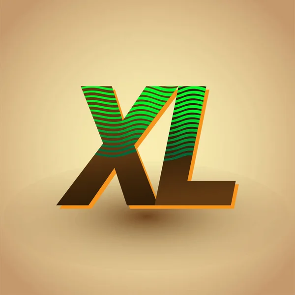 Počáteční Písmeno Logo Zelené Hnědé Pruhovaným Kompotition Vector Logo Designové — Stockový vektor