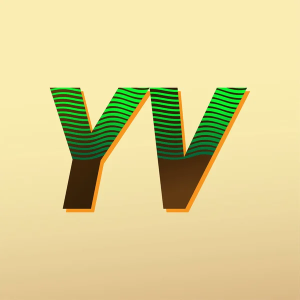 Початковий Логотип Літери Кольоровий Зелений Коричневий Смугастим Компонуванням Елементи Дизайну — стоковий вектор