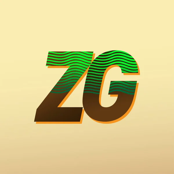 Początkowe Logo Literowe Kolorze Zielonym Brązowym Kompozycją Paski Elementy Szablonu — Wektor stockowy
