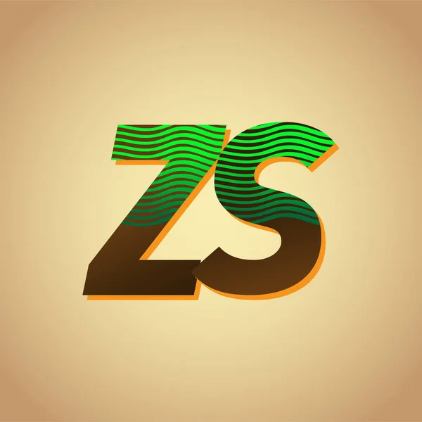 Logotipo Inicial Color Verde Marrón Con Composición Rayas Elementos Plantilla — Vector de stock
