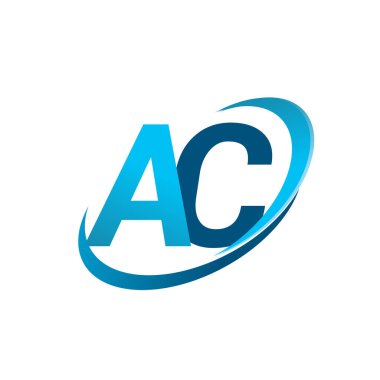 İlk harf AC logotype şirketi adı mavi swoosh tasarım konsepti. iş ve şirket kimliği için vektör logosu.