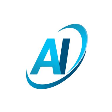 İlk harf AI logotype şirketinin adı Blue Swoosh tasarım konsepti. iş ve şirket kimliği için vektör logosu.