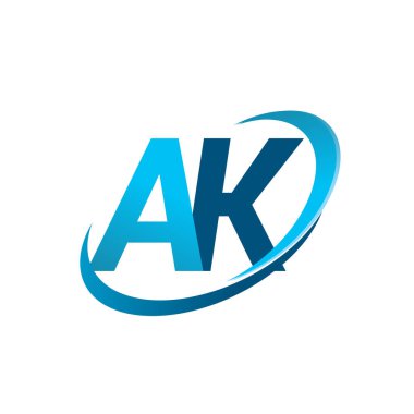 İlk harf AK logotype şirketinin adı Blue Swoosh tasarım konsepti. iş ve şirket kimliği için vektör logosu.