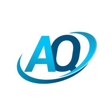 İlk harf AQ logotype şirketi adı mavi swoosh tasarım konsepti. iş ve şirket kimliği için vektör logosu.