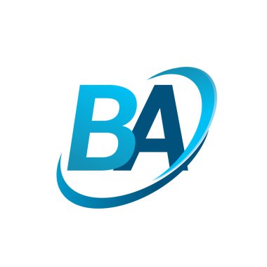 İlk harf BA logotype şirketinin adı Blue Swoosh tasarım konsepti. iş ve şirket kimliği için vektör logosu.