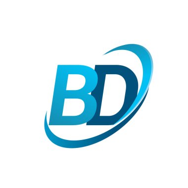 İlk harf BD logotype şirket adı mavi swoosh tasarım konsepti. iş ve şirket kimliği için vektör logosu.