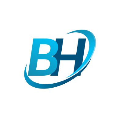 İlk harfi BH logotype şirketinin adı Blue Swoosh tasarım konsepti. iş ve şirket kimliği için vektör logosu.