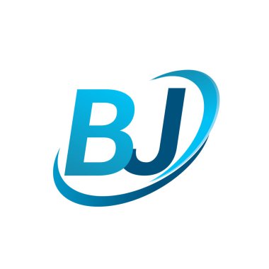 İlk harf BJ logotype şirketinin adı Blue Swoosh tasarım konsepti. iş ve şirket kimliği için vektör logosu.