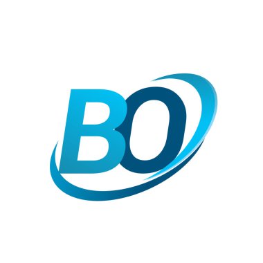 İlk harf BO logotype şirketinin adı Blue Swoosh tasarım konsepti. iş ve şirket kimliği için vektör logosu.