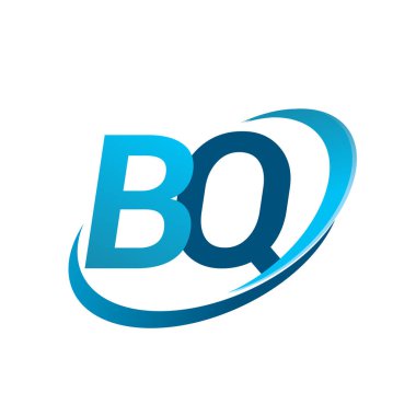 İlk harf BQ logotype şirketi adı mavi swoosh tasarım konsepti. iş ve şirket kimliği için vektör logosu.
