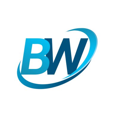 İlk harf BW logotype şirketinin adı Blue Swoosh tasarım konsepti. iş ve şirket kimliği için vektör logosu.
