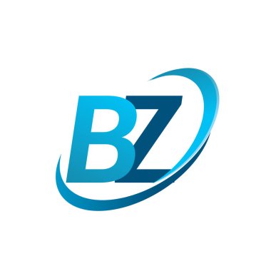 İlk harf BZ logotype şirket adı mavi swoosh tasarım konsepti. iş ve şirket kimliği için vektör logosu.