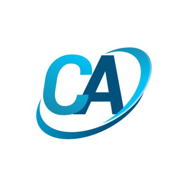İlk harf CA logotype şirketinin adı Blue Swoosh tasarım konsepti. iş ve şirket kimliği için vektör logosu.