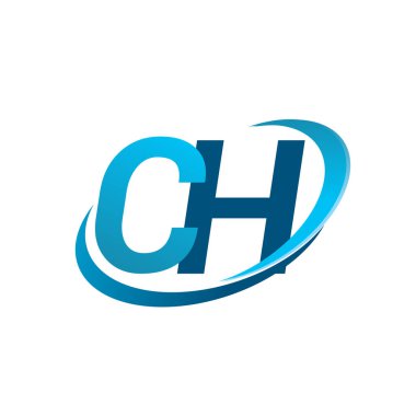 İlk harf CH logotype şirketi adı Blue Swoosh tasarım konsepti. iş ve şirket kimliği için vektör logosu.