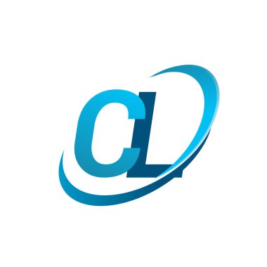 İlk harf CL logotype şirket adı mavi swoosh tasarım konsepti. iş ve şirket kimliği için vektör logosu.