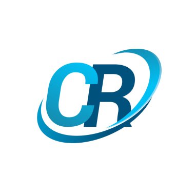 İlk harf CR logotype şirketi adı mavi swoosh tasarım konsepti. iş ve şirket kimliği için vektör logosu.