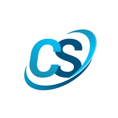 İlk harf CS logotype şirketi adı mavi swoosh tasarım konsepti. iş ve şirket kimliği için vektör logosu.