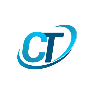 İlk harf CT logotype şirketi adı Blue Swoosh tasarım konsepti. iş ve şirket kimliği için vektör logosu.