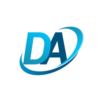 İlk harf DA logotype şirketi adı Blue Swoosh tasarım konsepti. iş ve şirket kimliği için vektör logosu.