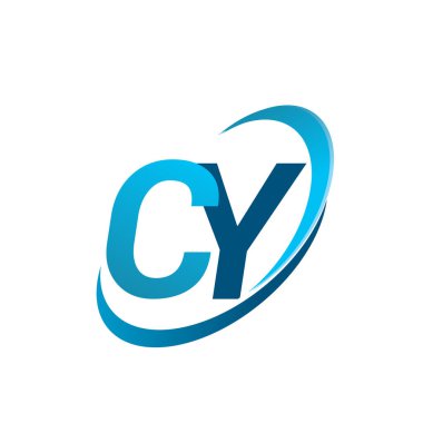 İlk harf CY logotype şirketi adı mavi swoosh tasarım konsepti. iş ve şirket kimliği için vektör logosu.