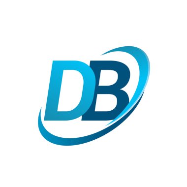 İlk harf DB logotype şirket adı mavi swoosh tasarım konsepti. iş ve şirket kimliği için vektör logosu.