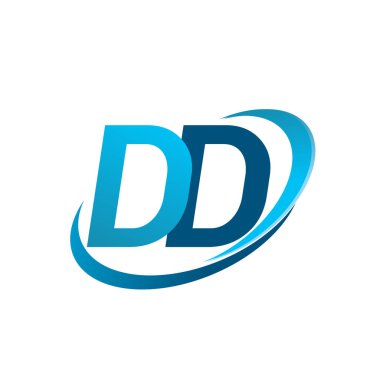 İlk harf DD logotype şirketi adı Blue Swoosh tasarım konsepti. iş ve şirket kimliği için vektör logosu.