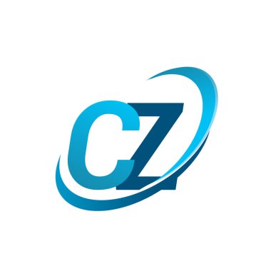 İlk harf CZ logotype şirketi adı mavi swoosh tasarım konsepti. iş ve şirket kimliği için vektör logosu.