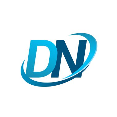 İlk harf DN logotype şirket adı mavi swoosh tasarım konsepti. iş ve şirket kimliği için vektör logosu.
