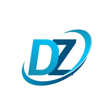 İlk harf DZ logotype şirket adı mavi swoosh tasarım konsepti. iş ve şirket kimliği için vektör logosu.