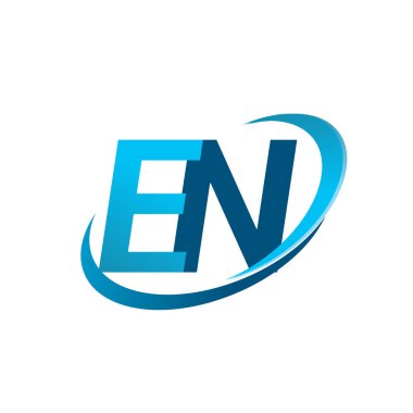 İlk harf EN logotype şirket adı mavi swoosh tasarım konsepti. iş ve şirket kimliği için vektör logosu.