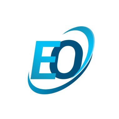 İlk harf EO logotype şirketinin adı Blue Swoosh tasarım konsepti. iş ve şirket kimliği için vektör logosu.