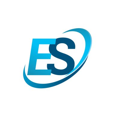 İlk harf ES logotype şirketi adı mavi swoosh tasarım konsepti. iş ve şirket kimliği için vektör logosu.