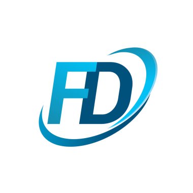İlk harf FD logotype şirketinin adı Blue Swoosh tasarım konsepti. iş ve şirket kimliği için vektör logosu.