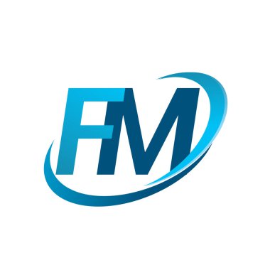 İlk harf FM logotype şirketinin adı Blue Swoosh tasarım konsepti. iş ve şirket kimliği için vektör logosu.
