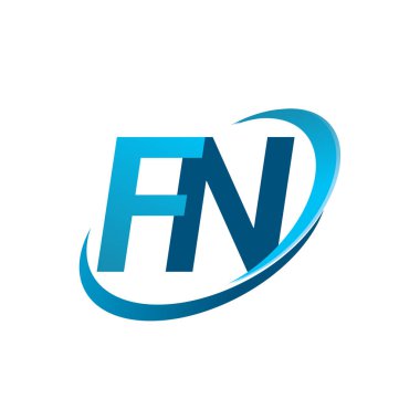 İlk harf FN logotype şirketinin adı Blue Swoosh tasarım konsepti. iş ve şirket kimliği için vektör logosu.