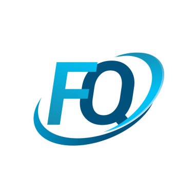 İlk harf FQ logotype şirketi adı mavi swoosh tasarım konsepti. iş ve şirket kimliği için vektör logosu.